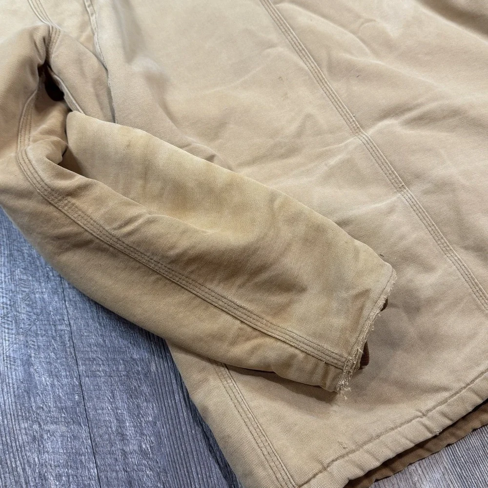 Vintage Carhartt‎ Duck Chore Coat Jacket Brown Quilted Lined USA Mens M / L